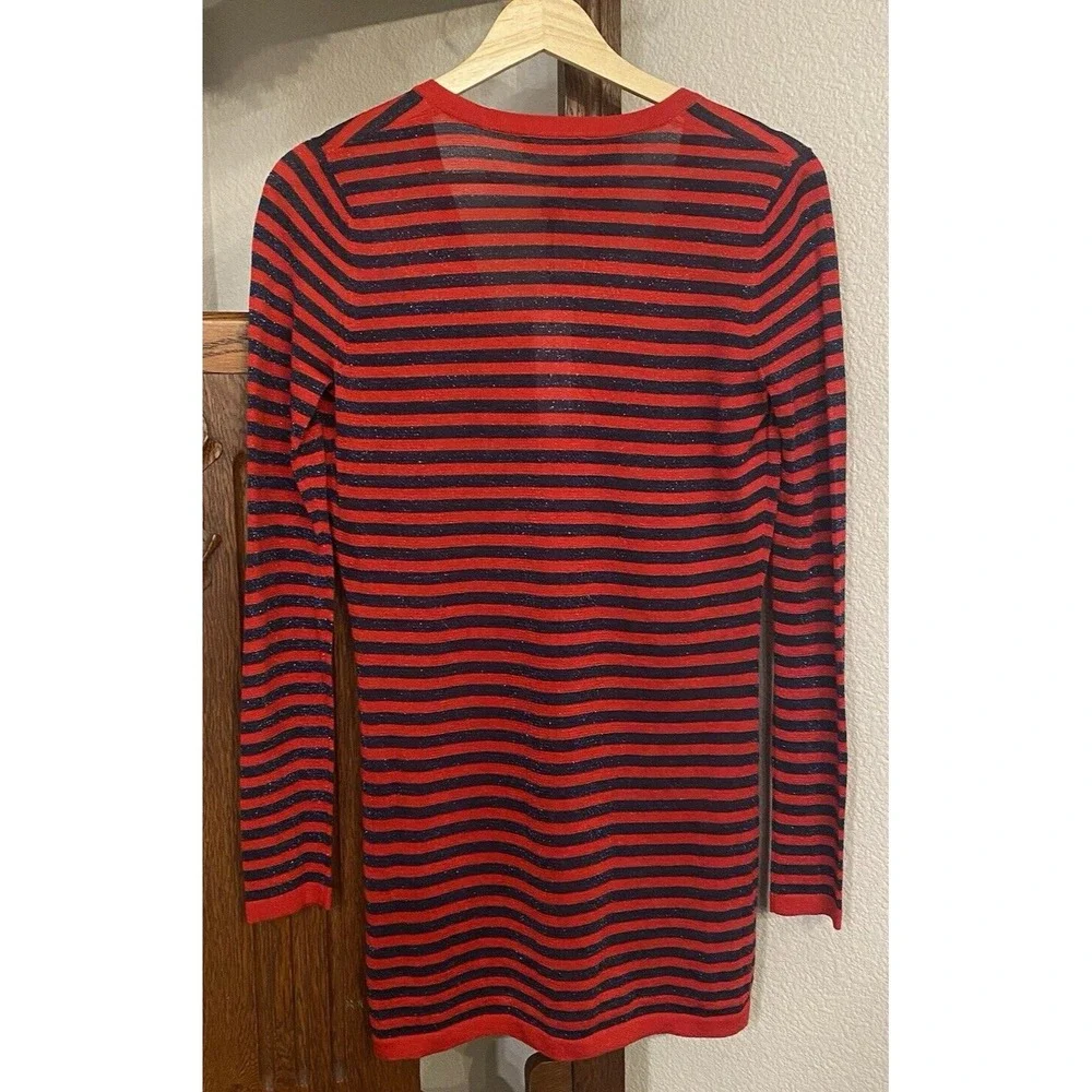 NWT L'AGENCE Cardigan Womens XS Holland Shimmer Red Navy Stripes - Picture 3 of 10